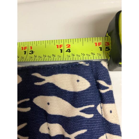 Garnet Hill Skirt 10 Navy Blue Fish Print Zip Woven *please read* - Picture 6 of 10